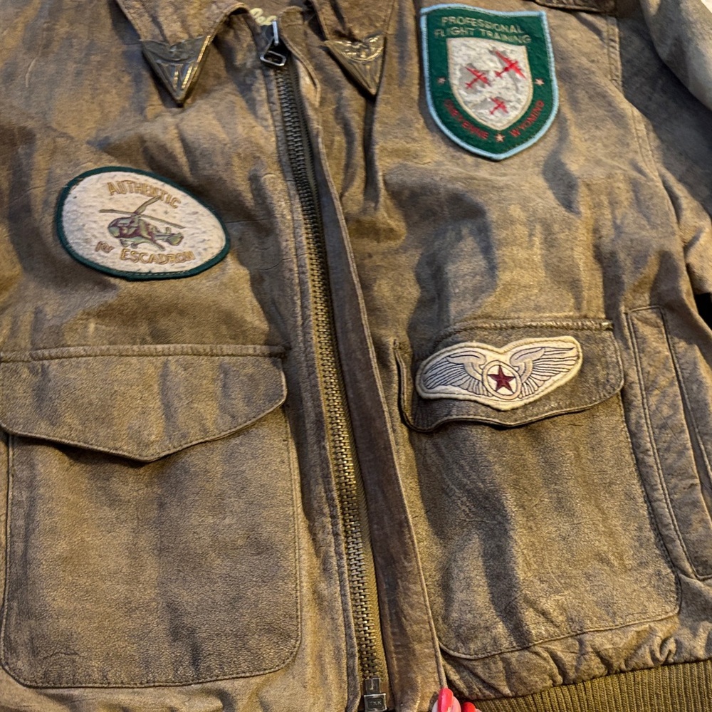 RARE Vintage Genuine leather aviation flight Bomber Jacket Learsi International - Picture 8 of 16
